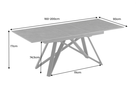 Masă de dining ATLAS 160-200cm extensibilă, aspect marmură, ceramică grafit, sticlă securizată [8]
