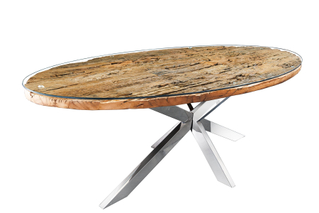 Mese bucatarie & dining - Masa de dining BARRACUDA din lemn de tec si blat de sticla, 220 cm