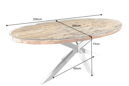 Masa de dining BARRACUDA din lemn de tec si blat de sticla, 220 cm [7]