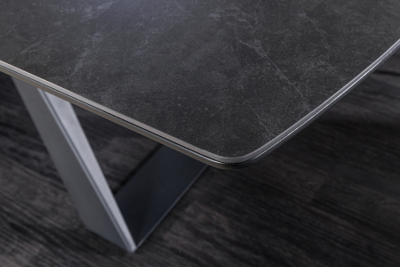 Masă de dining CONCORD 180-230cm extensibilă, aspect marmură, sticlă securizată din ceramică grafit [5]