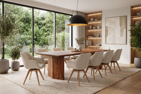 Masă de dining DIAMOND 240 cm din lemn de sheesham cu finisaj maro piatră [5]