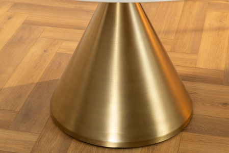 Masă de dining ELEGANCIA 130cm cadru rotund aspect marmură albă aurie [6]