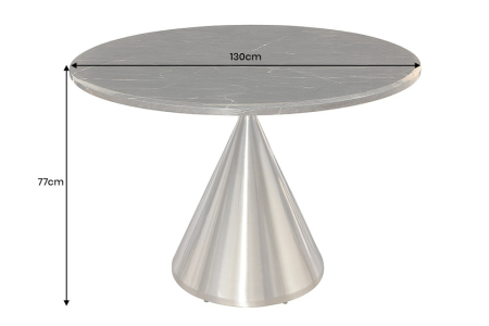 Masă de dining ELEGANCIA 130cm cadru rotund cromat aspect marmură neagră [8]