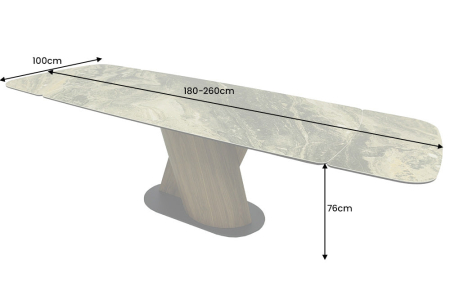Masa de dining ELEMENTS extensibila din lemn de nuc si blat cu aspect de marmura, 180-260 cm [7]