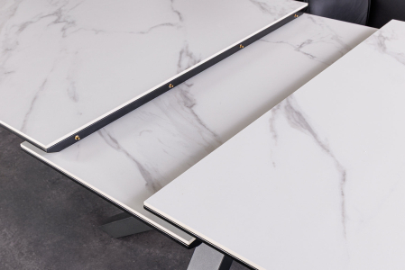 Masă de dining ETERNITY 160-200cm, ceramică cu aspect de marmură albă și sticlă securizată [4]