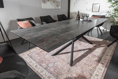 Masă de dining EUPHORIA 180-220-260cm ceramică aspect lava și sticlă securizată [1]