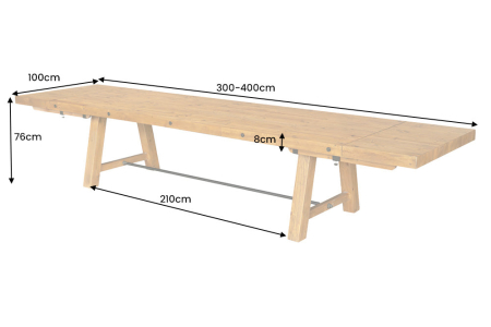 Masa de dining FINCA extensibila din lemn de pin, 300-400 cm [9]