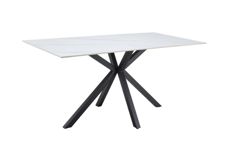 Mese bucatarie & dining - Masă de dining GALAXIE 160 cm cu cadru în formă de stea, alb ceramic