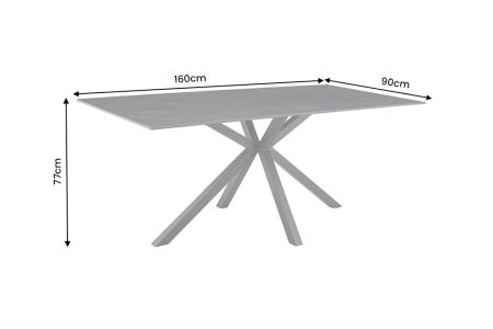 Masă de dining GALAXIE 160 cm cu cadru în formă de stea, gri ceramic [6]