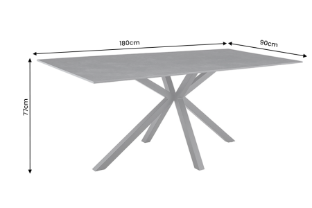 Masă de dining GALAXIE 180 cm cu cadru în formă de stea, gri ceramic [6]