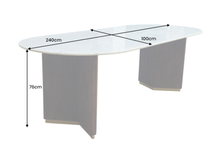 Masa de dining GATSBY din lemn de mango si blat din marmura, 240 cm [6]