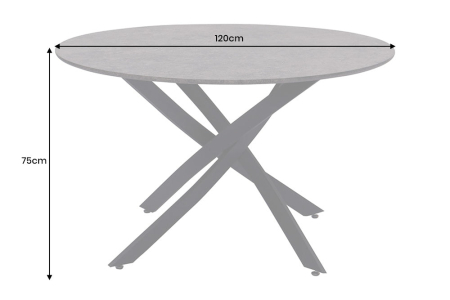 Masă de dining HELIX rotundă 120cm, aspect piatră gri, cu cadru metalic negru [6]