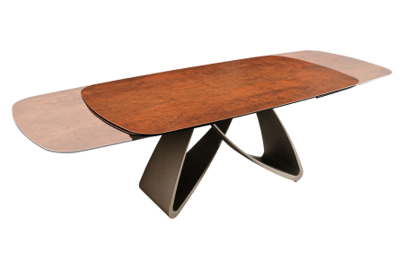 Masă de dining INFINITY 180-220-260 cm, extensibilă, în formă de barcă, din ceramică spaniolă, maro ruginiu [11]