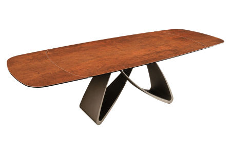 Mese bucatarie & dining - Masă de dining INFINITY 180-220-260 cm, extensibilă, în formă de barcă, din ceramică spaniolă, maro ruginiu