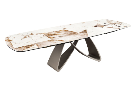 Mese bucatarie & dining - Masă de dining INFINITY 180-220-260 cm, extensibilă, în formă de barcă, italiană, din ceramică Patagonia, alb-maro