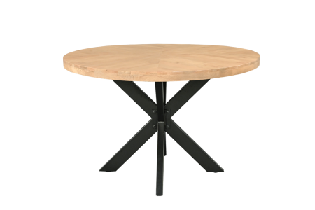 Mese bucatarie & dining - Masă de dining INFINITY HOME rotundă de 120 cm cu cadru în formă de stea, din lemn de mango, culoare crem natural
