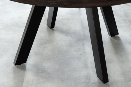 Masă de dining IRON CRAFT Ø 120cm rotundă din lemn de mango, culoare taupe, maro, cu picioare negre [5]