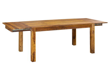 Mese bucatarie & dining - Masă de dining MAKASSAR 160-240 cm extensibilă, din lemn de sheesham, finisaj maro piatră