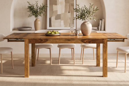 Masă de dining MAKASSAR 160-240 cm extensibilă, din lemn de sheesham, finisaj maro piatră [3]