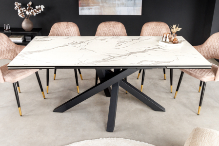 Masă de dining MARVELOUS 180-220-260cm ceramică aspect marmură albă [2]
