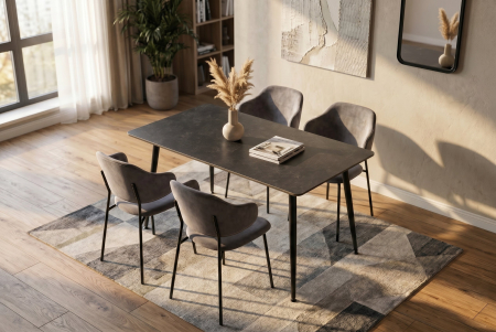Masă de dining MILANO 120 cm, ceramică gri [1]