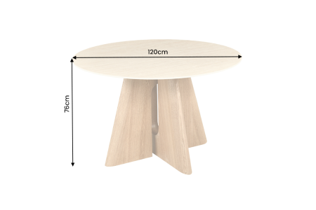 Masă de dining ORGANIKO rotundă de 120 cm, placată cu lemn de stejar, cu blat din ceramică cu aspect de travertin [5]