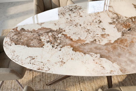 Masă de dining PANDORA 220 cm ovală, ceramică, bronz [8]