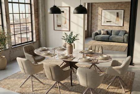 Masă de dining PANDORA 220 cm ovală, ceramică, bronz [1]