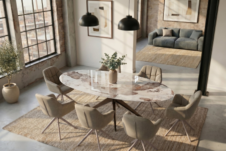 Masă de dining PANDORA 220 cm ovală, ceramică, bronz [4]