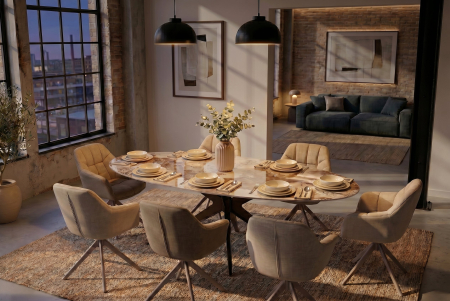 Masă de dining PANDORA 220 cm ovală, ceramică, bronz [5]