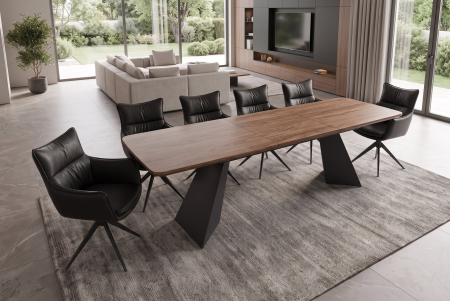 Masă de dining PRESTIGE 180-240 cm extensibilă, furniruită cu lemn de nuc natural [5]