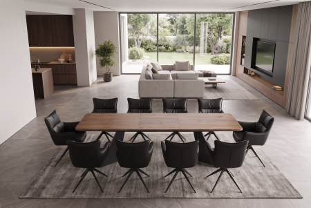 Masă de dining PRESTIGE 180-240 cm extensibilă, furniruită cu lemn de nuc natural [2]