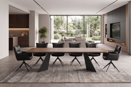 Masă de dining PRESTIGE 180-240 cm extensibilă, furniruită cu lemn de nuc natural [1]