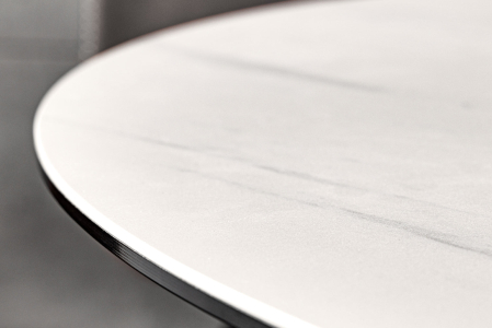 Masă de dining SPIN Ø 150cm cu platou detașabil ceramic aspect marmură alb [5]