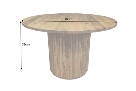 Masă de dining TRES CHIC Ø 120cm rotundă din lemn de sheesham, finisaj piatră maro [6]