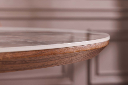 Masă de dining UNIQUE 160-200cm extensibilă, blat ceramic cu aspect de lemn de nuc, aspect de piatră naturală [6]