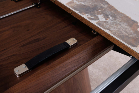 Masă de dining UNIQUE 160-200cm extensibilă, blat ceramic cu aspect de lemn de nuc, aspect de piatră naturală [4]