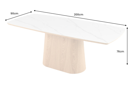 Masa de dining UNIQUE  din lemn de stejar si blat ceramic, 200 cm [9]