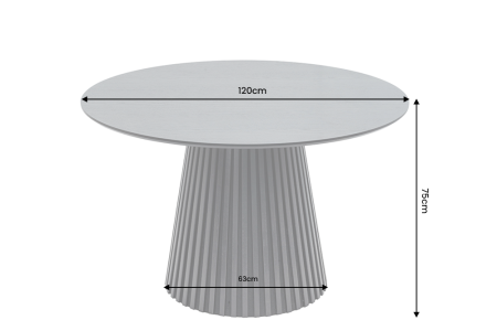 Masă de dining VALHALLA WOOD Ø 120 cm, rotundă, cu picior canelat, placată cu lemn de stejar negru [6]
