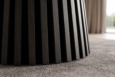 Masă de dining VALHALLA WOOD Ø 120 cm, rotundă, cu picior canelat, placată cu lemn de stejar negru [5]