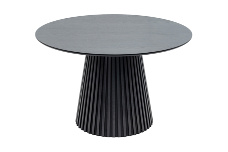 Mese bucatarie & dining - Masă de dining VALHALLA WOOD Ø 140 cm, rotundă, cu picior canelat, placată cu lemn de stejar negru
