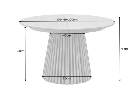 Masă de dining VALHALLA WOOD rotundă 120-160-200cm extensibilă stejar închis [7]