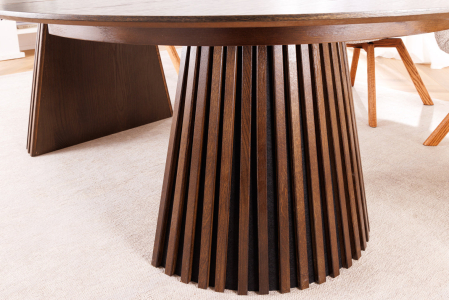 Masă de dining VALHALLA WOOD rotundă 120-160-200cm extensibilă stejar închis [6]
