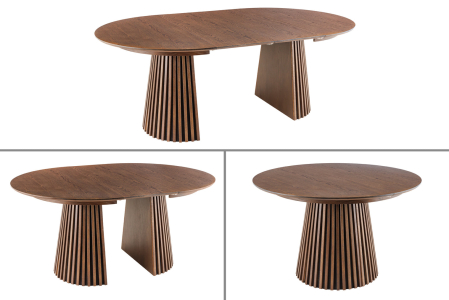Mese bucatarie & dining - Masă de dining VALHALLA WOOD rotundă 120-160-200cm extensibilă stejar închis