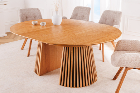 Masă de dining VALHALLA WOOD rotundă 120-160-200cm extensibilă stejar natural [5]