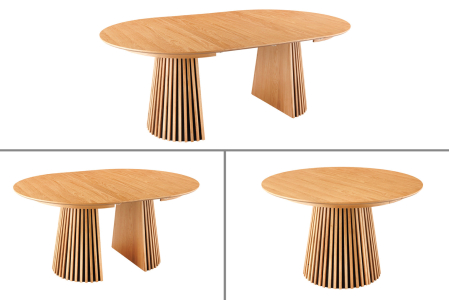 Mese bucatarie & dining - Masă de dining VALHALLA WOOD rotundă 120-160-200cm extensibilă stejar natural