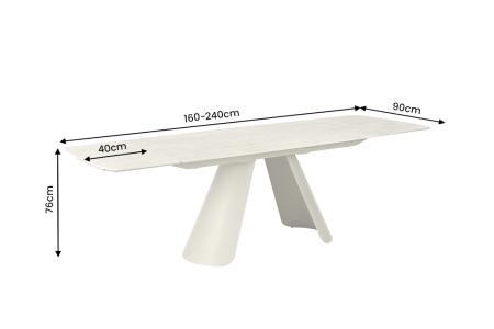 Masă de dining VOGUE 160-240 cm extensibilă, blat din ceramică travertin bej cu cadru metalic gri-bej [10]