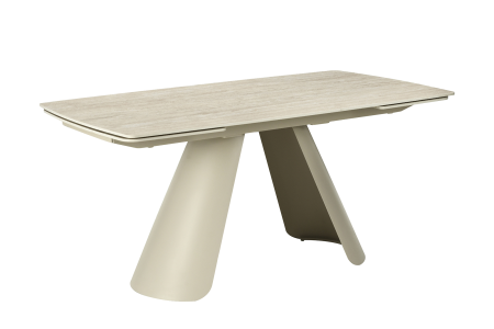 Mese bucatarie & dining - Masă de dining VOGUE 160-240 cm extensibilă, blat din ceramică travertin bej cu cadru metalic gri-bej