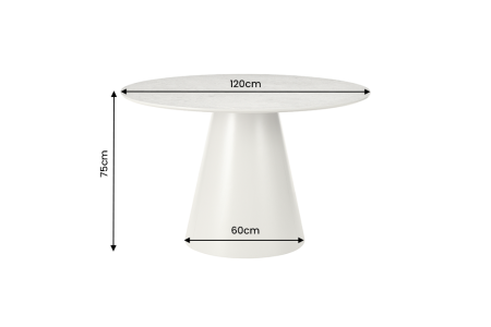Masă de dining VOGUE rotundă de 120 cm, aspect de piatră gri [5]