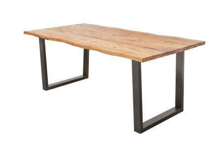Mese bucatarie & dining - Masa dining dreptunghiulara Living Edge cu blat din lemn de stejar, 160 cm